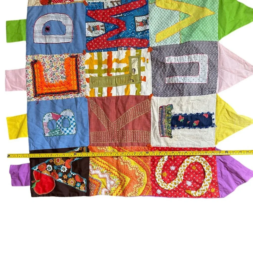 Vintage Alphabet Quilted Folk Art Patchwork Handmade 73